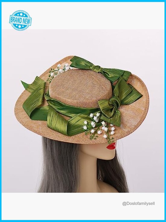 Victorian Tea Party Sun Hat Lace Flowers Straw Bonnet Costume Accessory main image 5